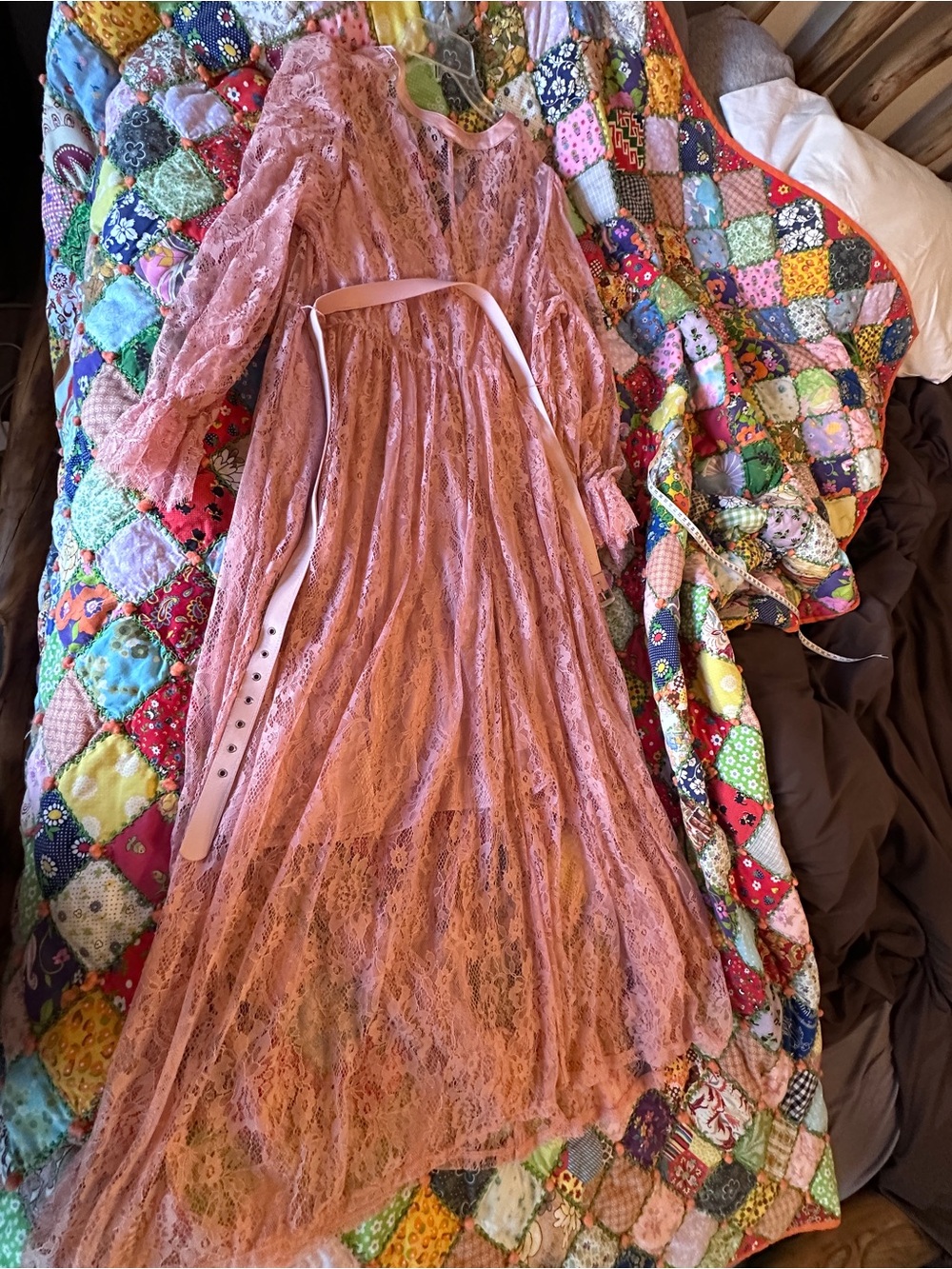 Torrid Mellow arose Pink Sheer and Lace Maxi Dress - Picture 10 of 13